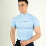 Compression Half Sleeves High Neck T-shirt - Ocean Blue