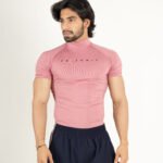 Compression Half Sleeves High Neck T-shirt - Onion Pink