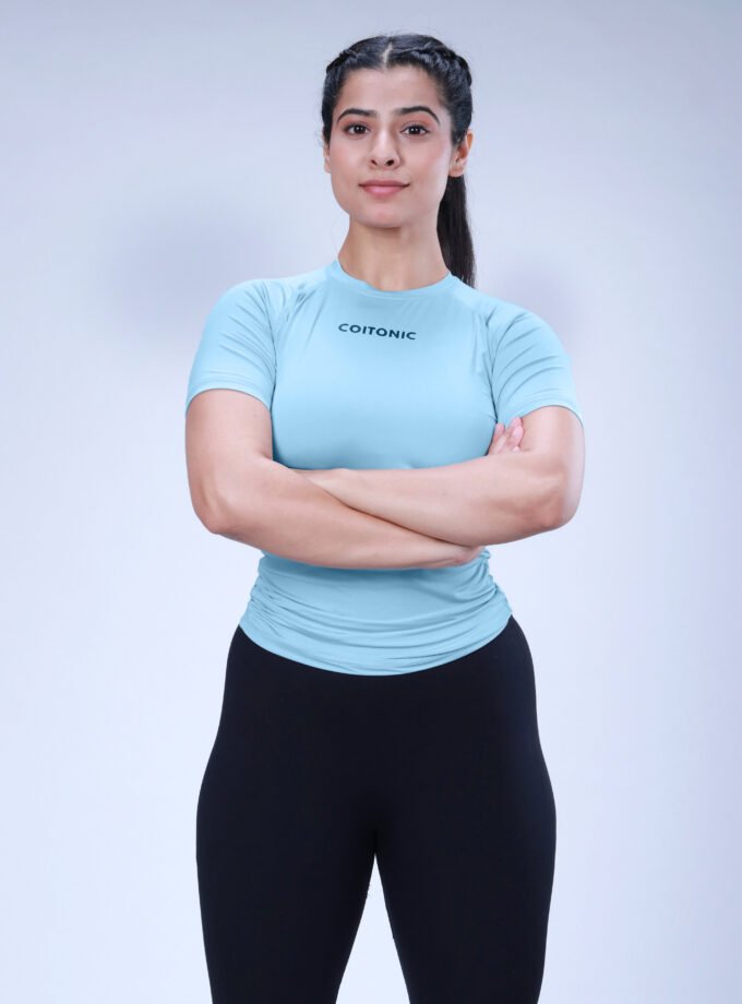 Compression Half Sleeves Ocean Blue T-shirt (Women’s)